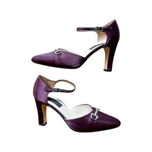 Vtg Y2K Colin Stuart Satin Heels 7.5 Purple Iridescent Prom Formal Wedding Glam